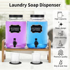 2-Pack Laundry Detergent Dispenser with Bamboo Stand，1 Gallon Laundry Soap Dispenser with Measuring Cup，Glass Laundry Detergent Containr for Laundry Room Organization and Storage