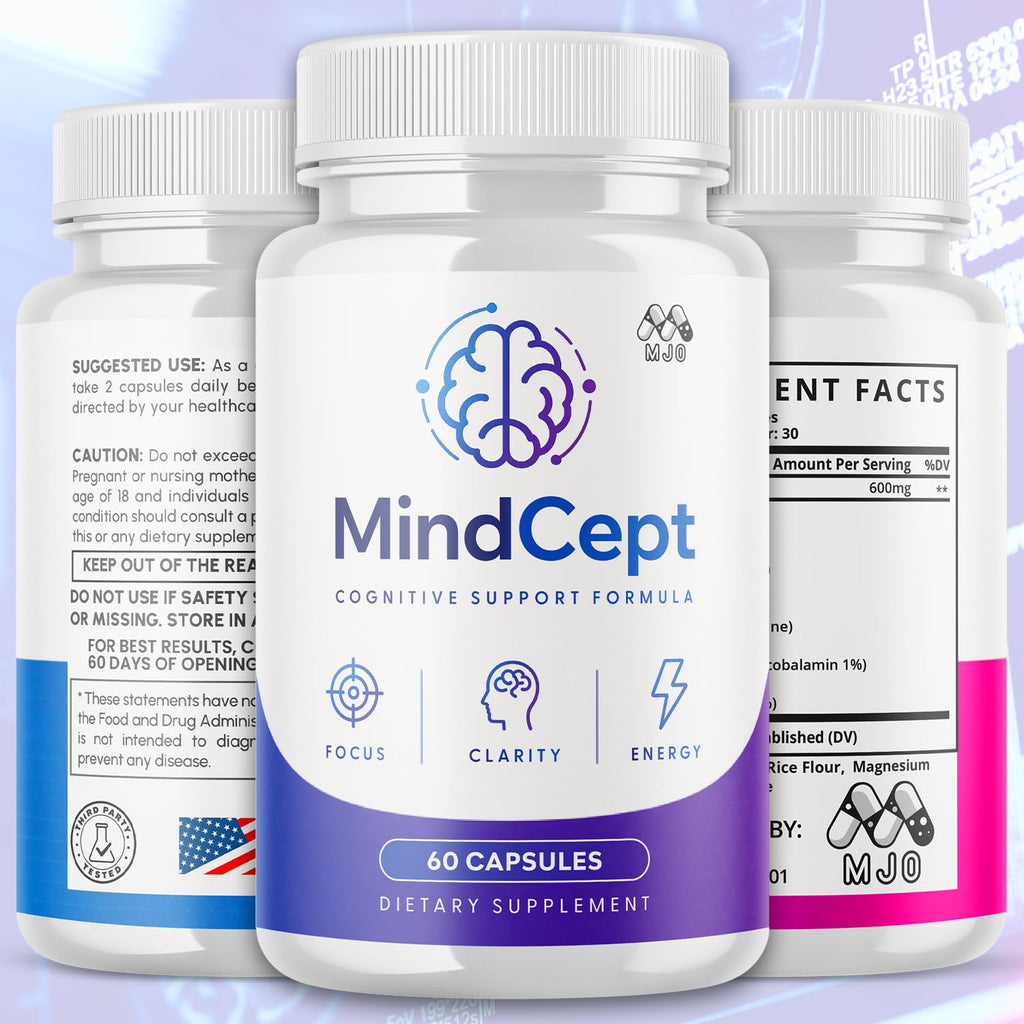 Mindcept Capsules, Official Mindcept Pills with All Natural Ingredients, Advanced Formula Mind Cept Brain Health and Wellness Support with Maximum Strength Active Lifestyle Multivitamins (60 Capsules)
