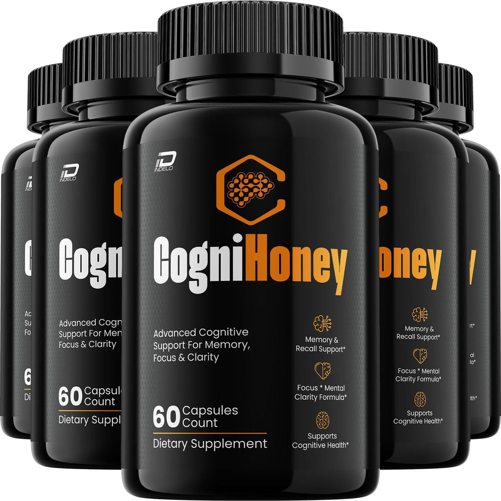 CogniHoney Capsules – Cogni Honey Pills Advanced Formula Natural Blend Focus Memory Support and Reviews - 5 Pack - 300 Capsules