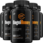 CogniHoney Capsules – Cogni Honey Pills Advanced Formula Natural Blend Focus Memory Support and Reviews - 5 Pack - 300 Capsules