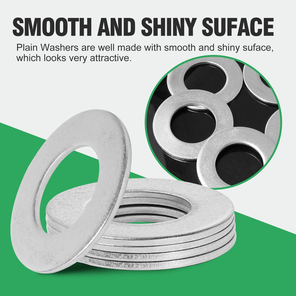 Zernmiarder 1-1/2" Stainless Steel Flat Washers - 3" Outside Diameter, 304（18-8） Stainless Steel Washers Metal Washer for Screws Bolts, Pack of 5