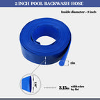 2 IN x 50 FT Pool Backwash Hose, Heavy Duty Flat Discharge Hose, Weather and Burst Resistant, Best Pool Hoses for Inground Pools, Pool Filter Hose & Pool Drain Hose