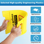 WOUSEDO 3-Pack Caution Wet Floor Sign,17.5" Height,Bright Yellow Double-Sided Folding A-Shaped Frame Design, Bilingual Caution Message