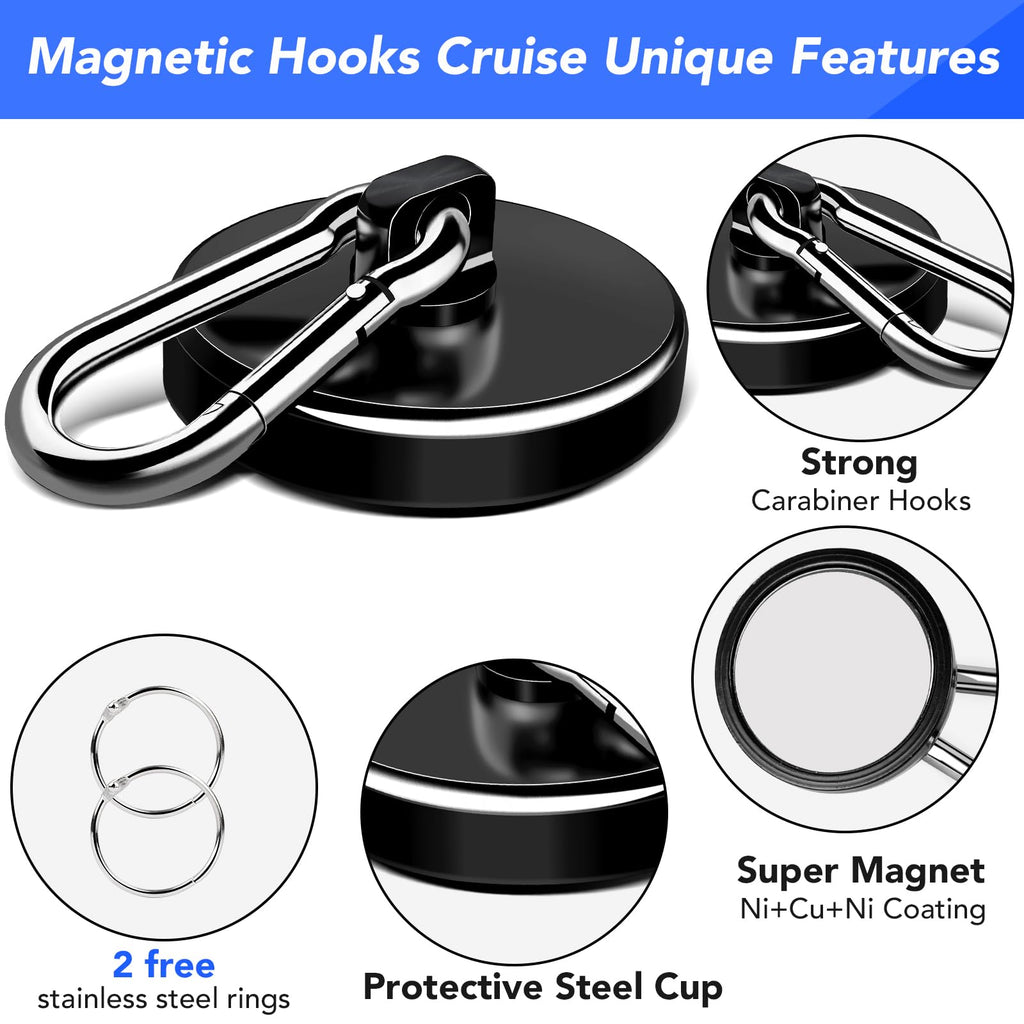 LOVIMAG Magnetic Hooks 200 LBS Strong Magnets Cruise 2Pack Magnet with Hook