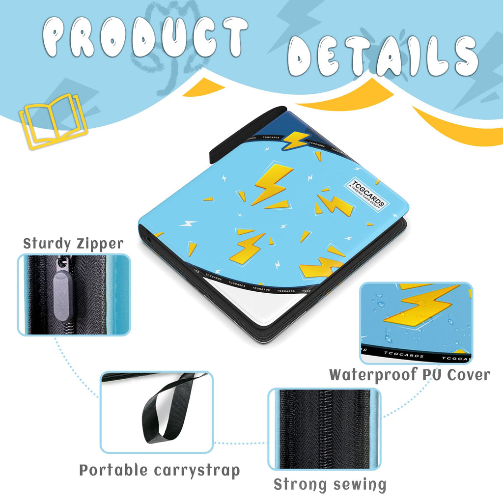 Trading Card Binder 9 Pocket,Card Binder 900 Pockets,Card Book Holder Cards with 50 Removable Sleeves,3-Ring Zip Design MTG/TCG/Sport Collectible Trading Card Albums Gifts for Boys and Girls (Blue)