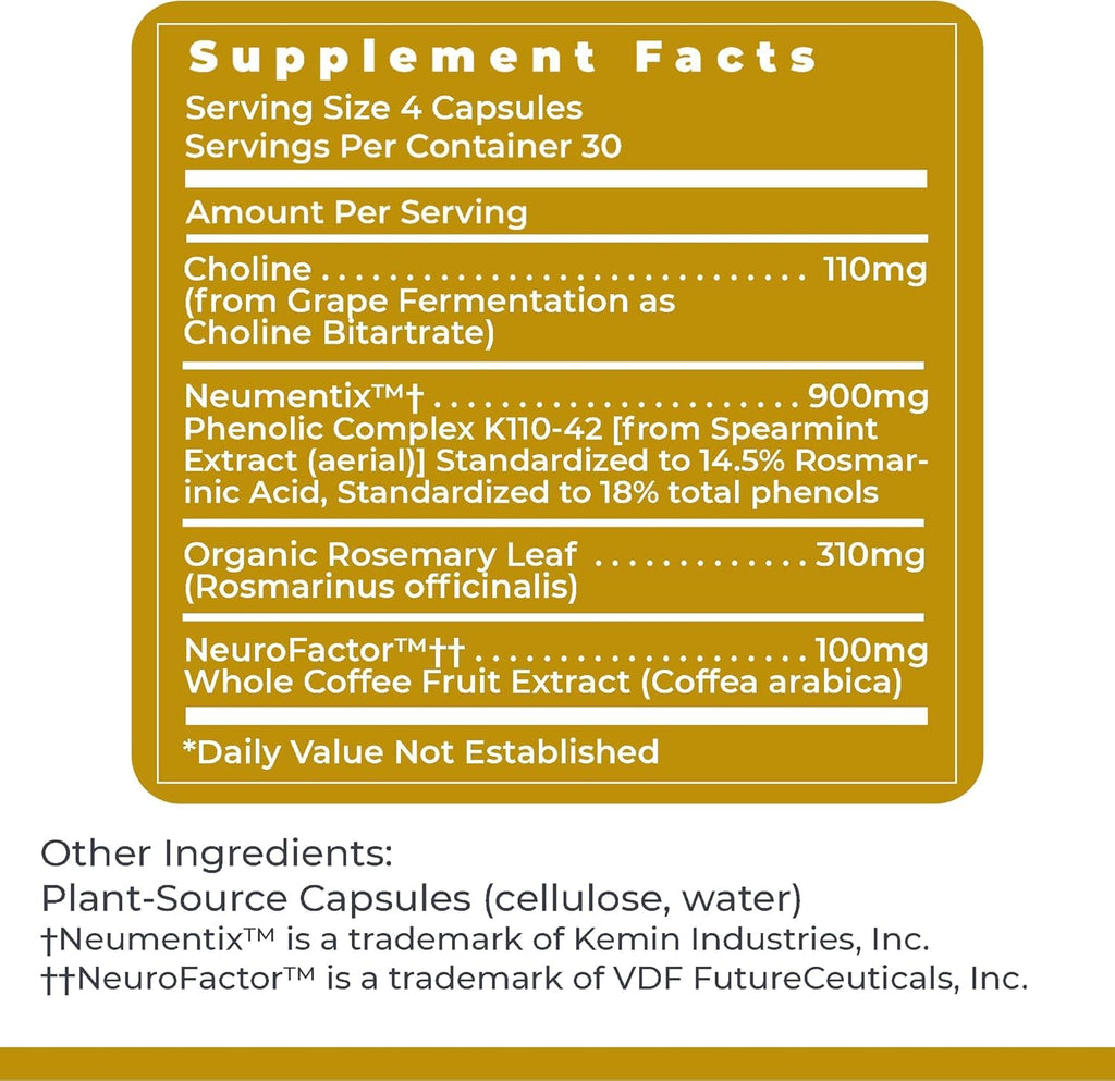Premier Research Labs CogniTropic - Brain Supplements for Memory and Focus, Focus Supplement, Brain and Memory Power Boost, Clarity Vitamins for Brain, Memory Support - 120 Vegetarian Capsules