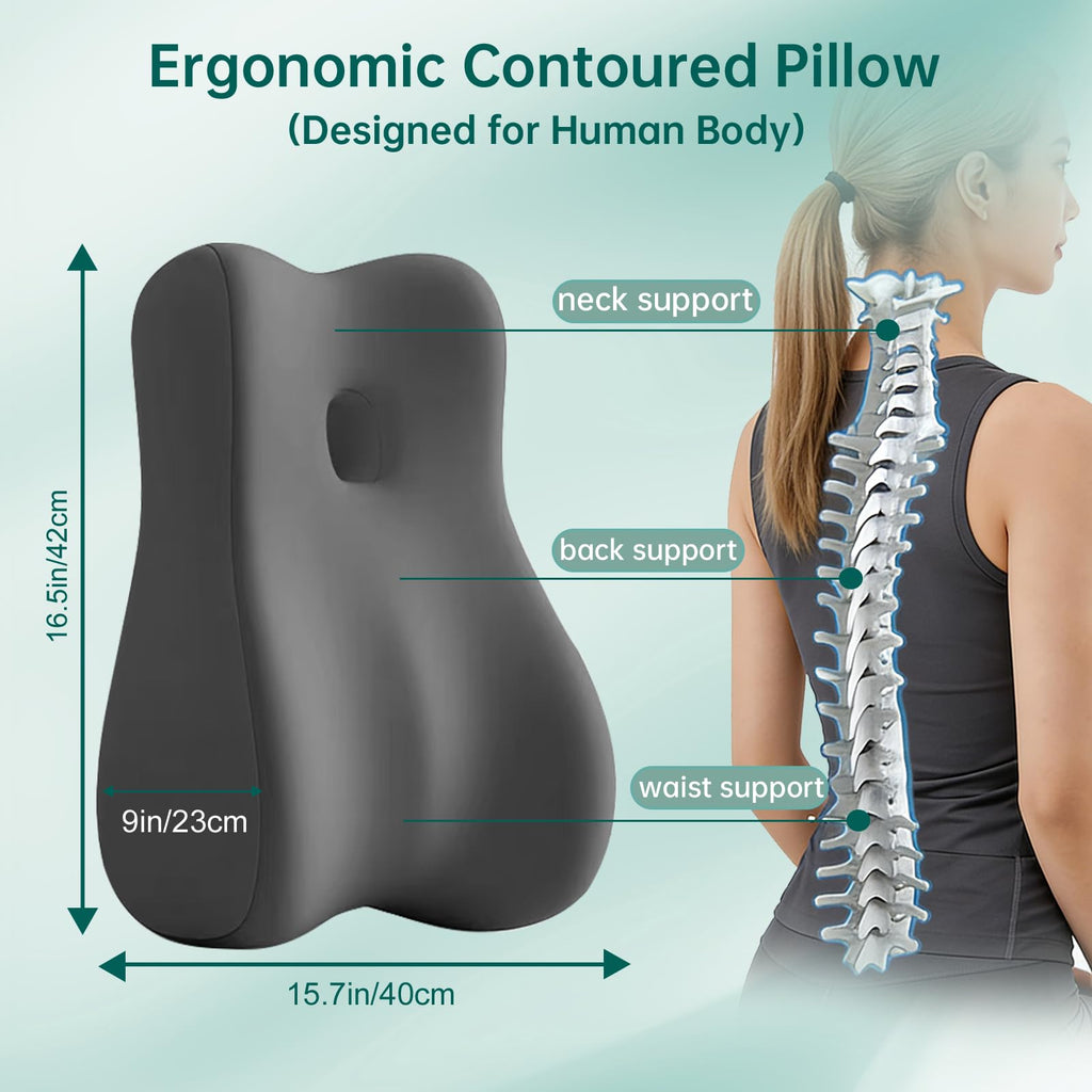 Memory Foam Wedge Pillow Intimacy Couples Pillow, Pregnant Ergonomic Contoured Position Pillow for Sleeping & Reading, Multi-Functional Bed Pillow Back Support Cushion All Grey