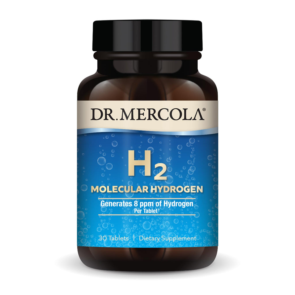 Dr. Mercola H2 Molecular Hydrogen - Supports Healthy Aging, Cellular Energy & Brain Health - with Elemental Magnesium - GMO-Free, Gluten-Free & Soy-Free - 30 Tablets (30 Servings)