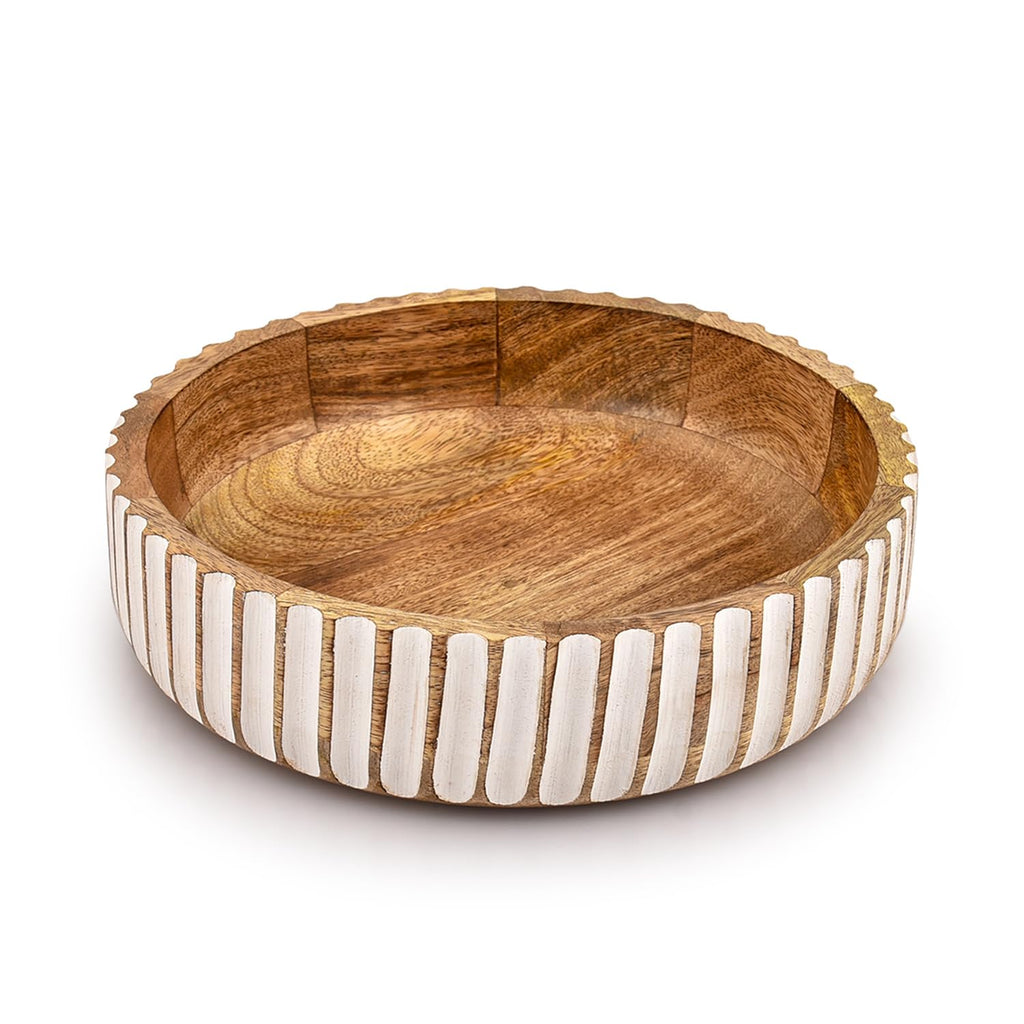 Kimona Fruit Bowls Wood Fruit Bowl or Decorative Bowl for Table Décor for Kitchen Counter or Farmhouse Christmas Centerpiece (10" X 10" X 2.5")