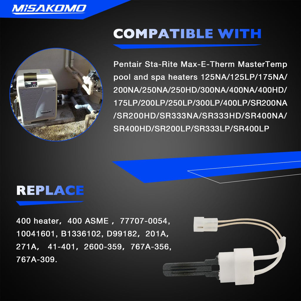 Misakomo Pool Heater Igniter Kit with Gasket Compatible with Pentair MasterTemp 200/250/300/400 & Max-E-Therm for Pool and Spa Heater Igniter Kit, Replace# 77707-0054