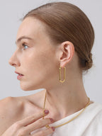 FRUMOS 18K Gold Plated Oval Hoop Earrings, Chunky Thick Huggie Earrings for Women, Hypoallergenic Jewelry
