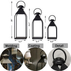 Decorative Metal Lanterns Indoor Outdoor, Candle Holder for Porch, Patio, Fireplace, Floor, Wedding, Christmas, Fall, Holiday, Farmhouse Table Centerpiece (Black, Set of 3 20" 15.7" 12")