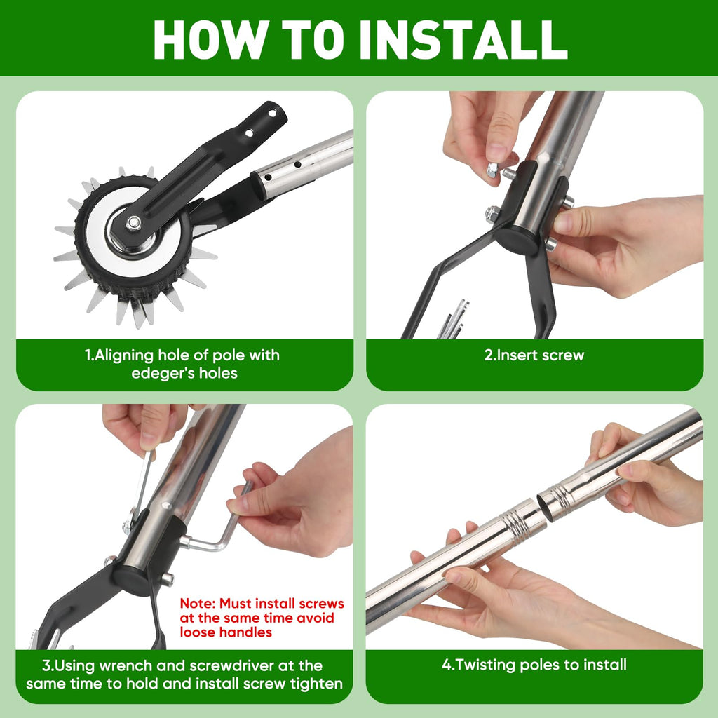 BlumWay 67 Inch Rotary Wheel Edge Trimmer, Rotary Shears, Manual Sidewalk Edgers, Length 23.6" to 67", Heavy Duty Stainless Steel Handle with Sharp Blades/Gloves