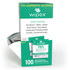 Wipex 70% Isopropyl Alcohol Wipes Individually Wrapped Sachets, Large Electronic wipes in Dispensing Box, Alcohol Prep Wipes, Screen Wipes & Tech Wipes for Sanitizing 100 Count (Pack of 2)