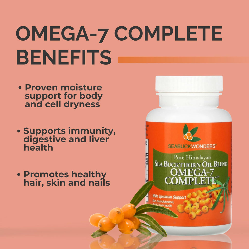 SEABUCKWONDERS Organic Sea Buckthorn Oil Omega-7 Complete, 30 Softgels, 15 Day Supply, with Omega 3, 6 & 9, Supports Hair, Skin & Nails, 100% Pure with Zero Filler Oil