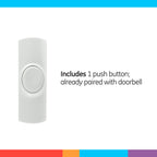 GE Wireless Doorbell Kit,Battery-Operated Receiver,1 Push Button door bell,2 Melodies,4 Volume Levels doorbell chime,classroom doorbell,150 Ft Range,Mountable,White,19247