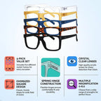 Eyekepper 5-Pack Oversized Square Reading Glasses +1.25 Men Women