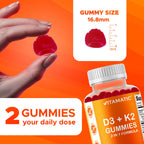 Vitamatic Vitamin D3 & K2 Gummies (2-Pack, 60 Count) Supports Healthy Bones, Heart Health, Calcium Absorption, and Immune Function Plant-Based, Non-GMO, Gluten-Free