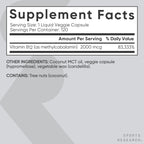 Sports Research® Vitamin B12 as Methylcobalamin 2000mcg - Plant Based B12 w/Coconut MCT Oil for Energy Metabolism Support - Vegan Certified · Non-GMO · Gluten Free - 120 Liquid Caps