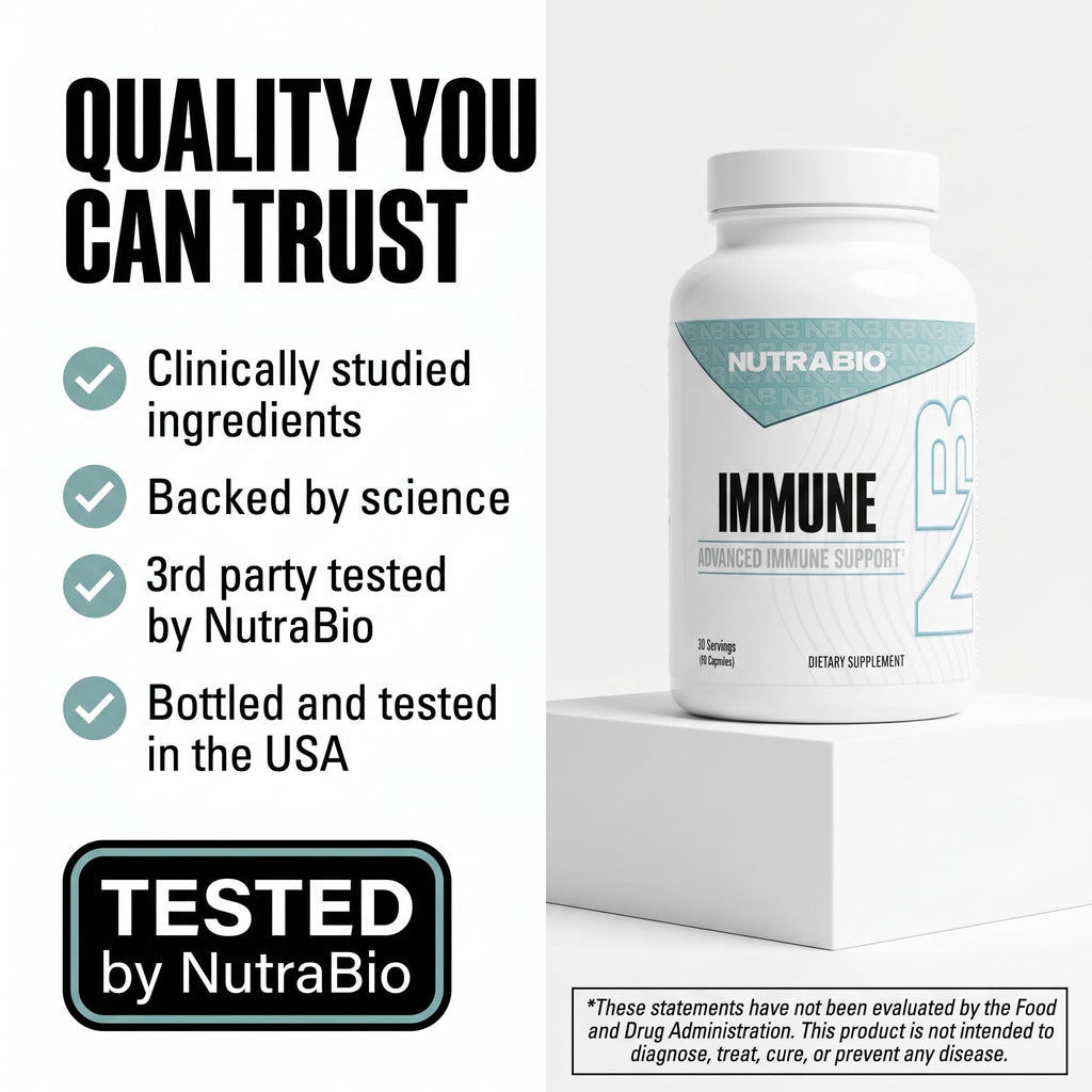 NutraBio Immune Support Supplement with EpiCor, 90 Vegetable Capsules
