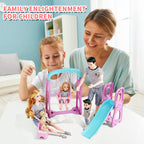 Familydolls Dolls Set of 6 People with Pregnant Mom Dad 3 Kids and Baby Boy in Mommy's Tummy, Doll Playsets and Accessories for 3-12 Years Old Toddlers Gift