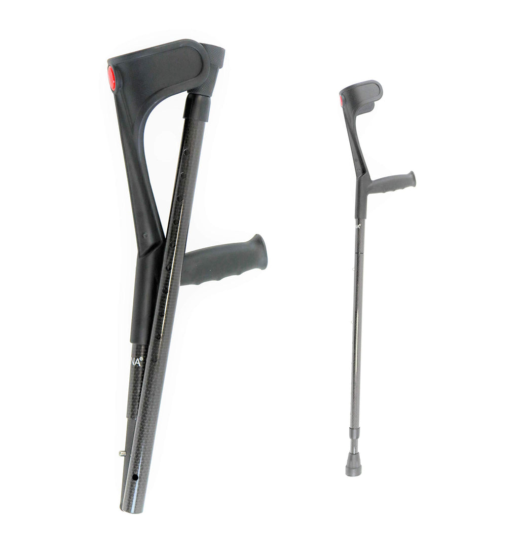 KMINA Folding Crutches of Carbon Fibre (x1 Unit), Open Cuff, Lightweight, Forearme Foldable Crutch - Made in Europe - KMINA PRO
