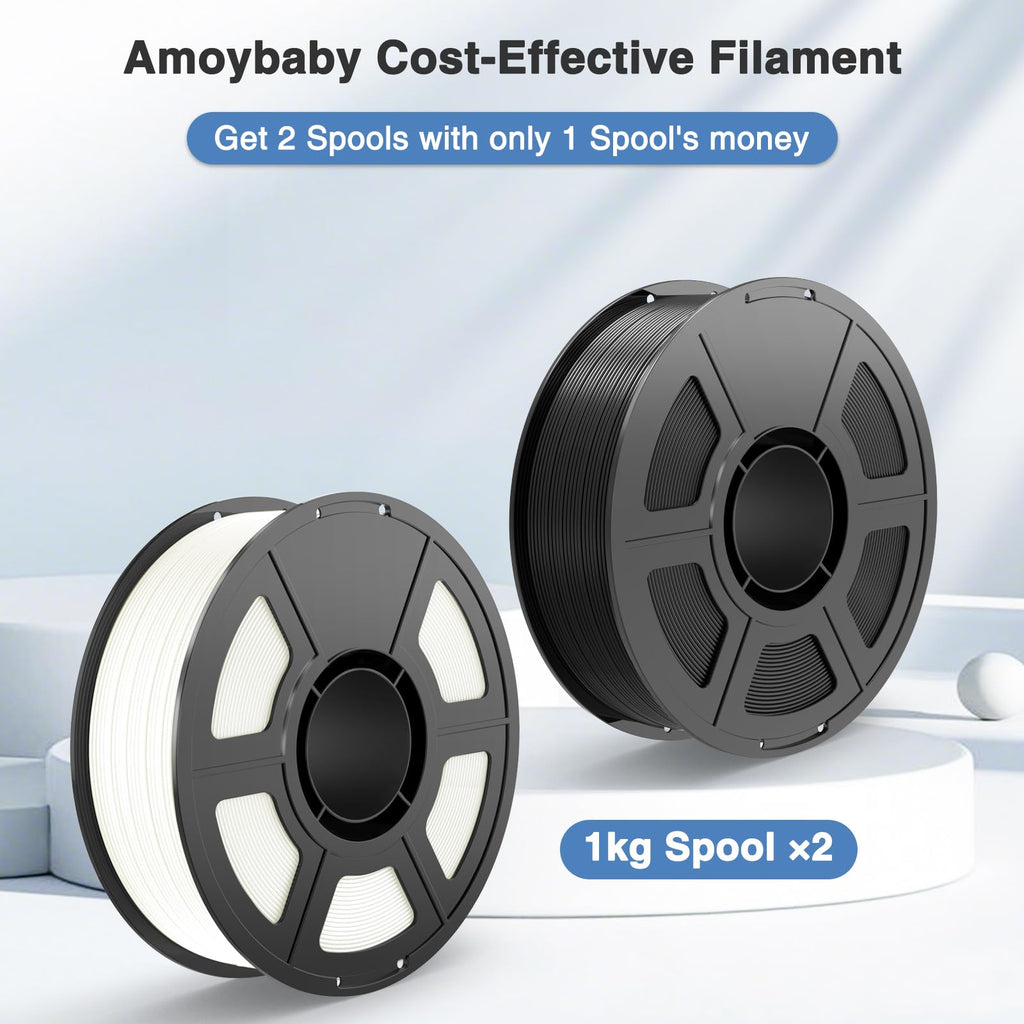 Amoybaby Black White Silk PLA Filament Bundle | 2-Pack(1KG per Spool, Total 2KG), 1.75mm 3D Printer Filament Bundle, Dimensional Accuracy +/- 0.03 mm, Fit FDM 3D Printers & 3D Pens