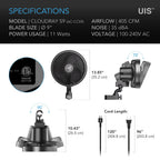 AC Infinity CLOUDRAY S9, Grow Tent Clip Fan 23cm with Redesigned Long-Life