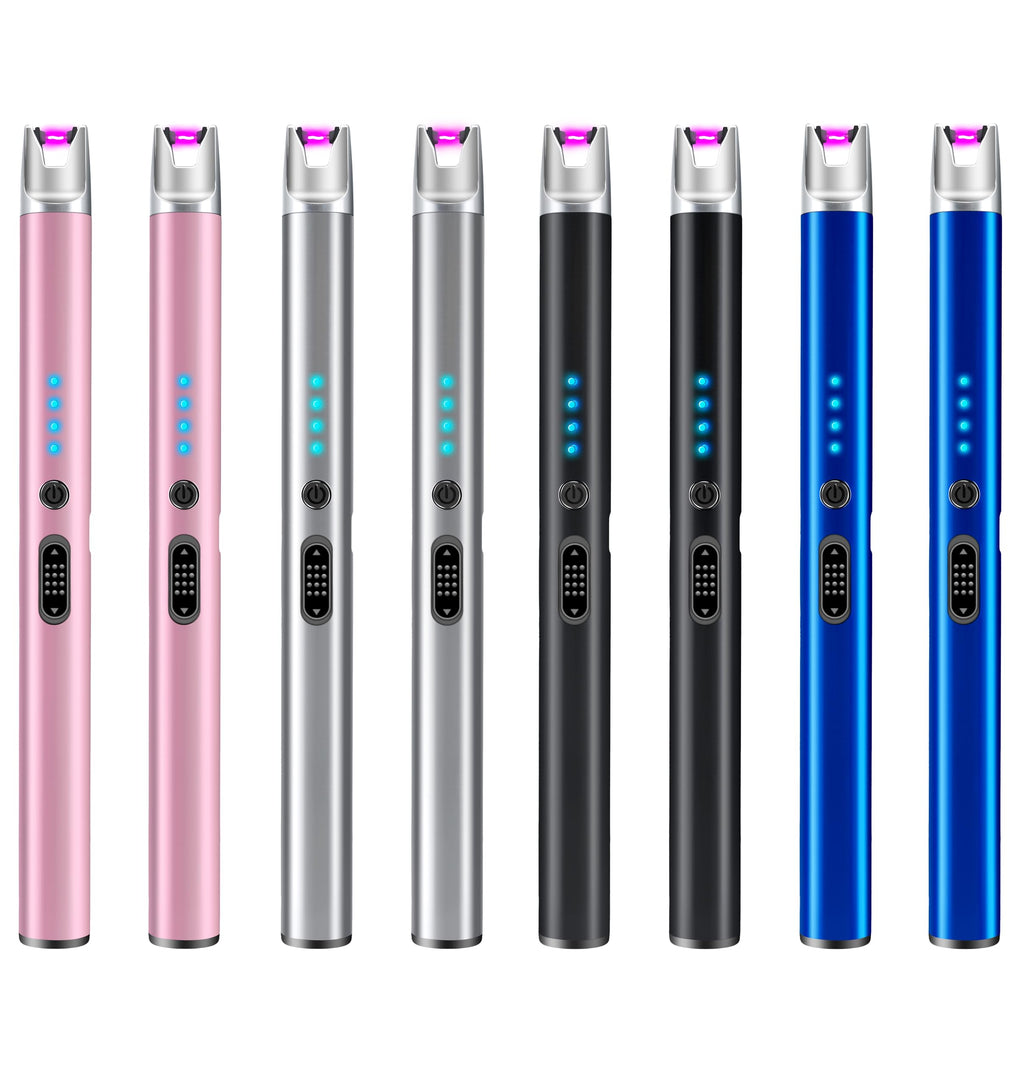 Luxgaze 8 Pack Electric Candle Lighter Rechargeable USB Lighters Flameless Windproof Plasma Arc Lighters with Safety Lock Long Lighter for Candle BBQ Camping Birthday Party