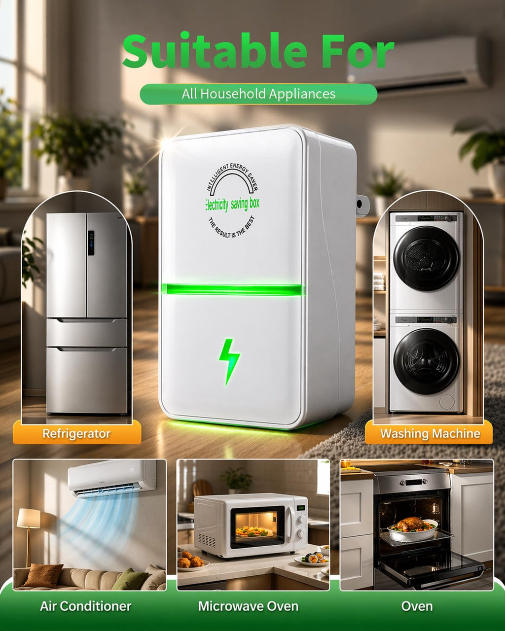 8PCS Power Plug Pro Energy Saver 2026 Updated New Stop Watt Energy Saving Device Intelligent Electricity Electric Saving Box Smart Plug in Power Box Power Factor Saver Household Power Plug-in