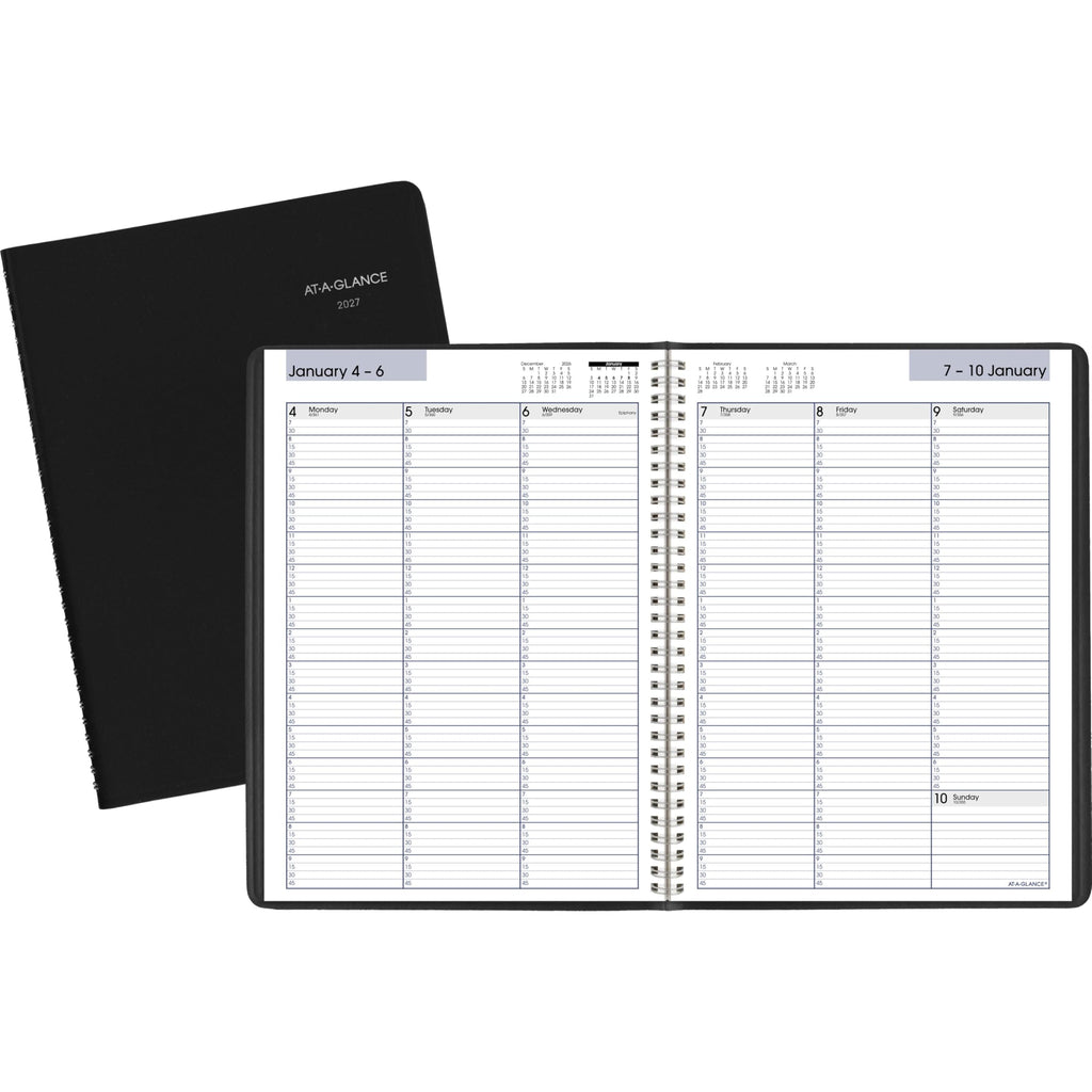 AT-A-GLANCE 2027 Appointment Book Planner, Weekly, 8" x 11", Quarter-Hourly, DayMinder, Black (G5200027)