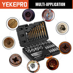 YEKEPRO 40 Pcs Bolt & Screw Extractor Set with Left Hand Cobalt Drill Bit Set, Easy Out Broken Stripped Screw Removal Tool for Damaged, Frozen, Studs, Rusted, Rounded-Off Bolts, Nuts & Screws, T15139