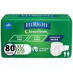 FitRight Stretch Briefs Overnight Adult Diapers, 80 Count, Waist Size 51"-71", Size XL-XXL, Incontinence Briefs for Men and Women, Disposable, Moisture Wicking, Leak Protection