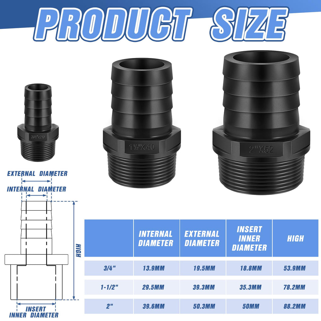 2 Pcs Pool PVC Tube Fitting Barbed Hose Fittings Adapter