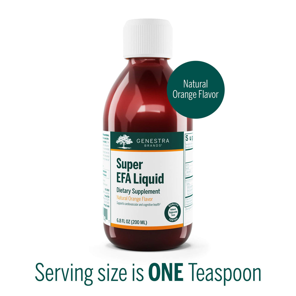 Genestra Brands Super EFA Liquid | Supports Cardiovascular Health, and the Development of Brain, Eyes, and Nerves in Children* | 6.8 Fl Oz | Natural Orange Flavor