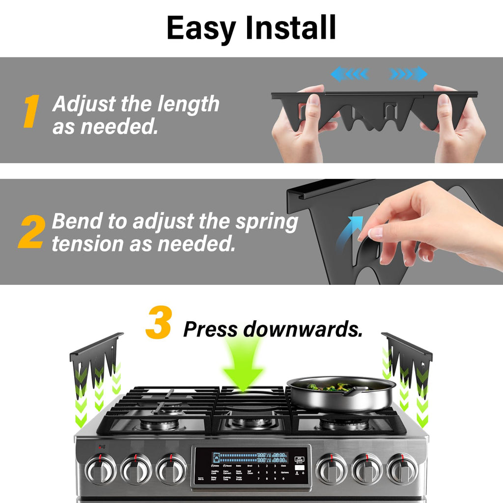 HOSAAM Stove Gap Covers Stainless Steel Black, Stove Gap Filler Extendable Length 13.8" to 27.5", Width 0.79" Oven Gap Filler, Heat Resistant Guard Between Stove Top & Counter (2 Pack)