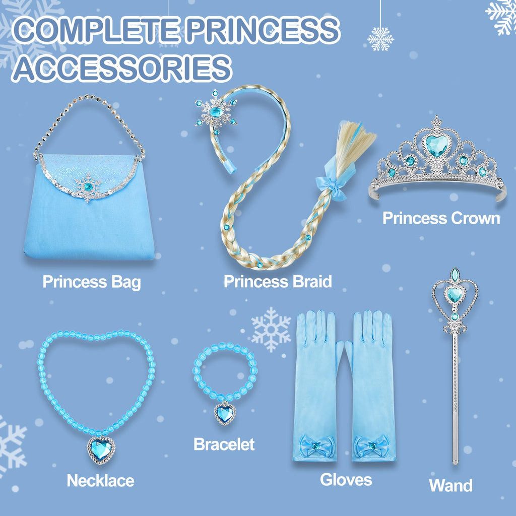 Davvew Princess Dresses for Girls Halloween Light Up Princess Costume for Little Girls Christmas Toddler Princess Dress Up Clothes