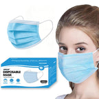 NNPCBT Blue Disposable Face Masks 100 Pack,Mask for Adults Outdoor Indoor