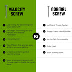 Velocity Exterior 4 Inch Wood Screws and T25 Torx Bits (Size #10) – Stick Tight Technology, Made with Carbon Steel, Includes Hexstix Bit & Storage Organizer Fence Screws for Wood (260 Pieces)