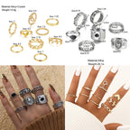 CONGYING 65 Pcs Gold Jewelry Set with 6Pcs Layered Necklace, 11 Pcs anklet and 7Pcs Earring Ear Cuff,11Hoop Earrings,15pcs Rings,15pcs stud earrings Jewerly set for Women Pack for Party GiftL