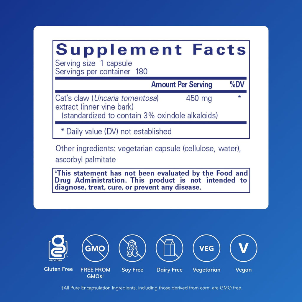 Pure Encapsulations Cat's Claw | Supplement to Support Joints, Immune and Cardiovascular Systems, and Gastrointestinal Health* | 180 Capsules