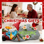 Elegondrar Funny Garden Gnomes Statue with Welcome, Solar Outdoor Gnomes Decorations for Yard, Patio, Lawn, Christmas Birthday Housewaming Gifts, for Dad, Men, Husband, Grandpa, 11.8 Inch, Resin