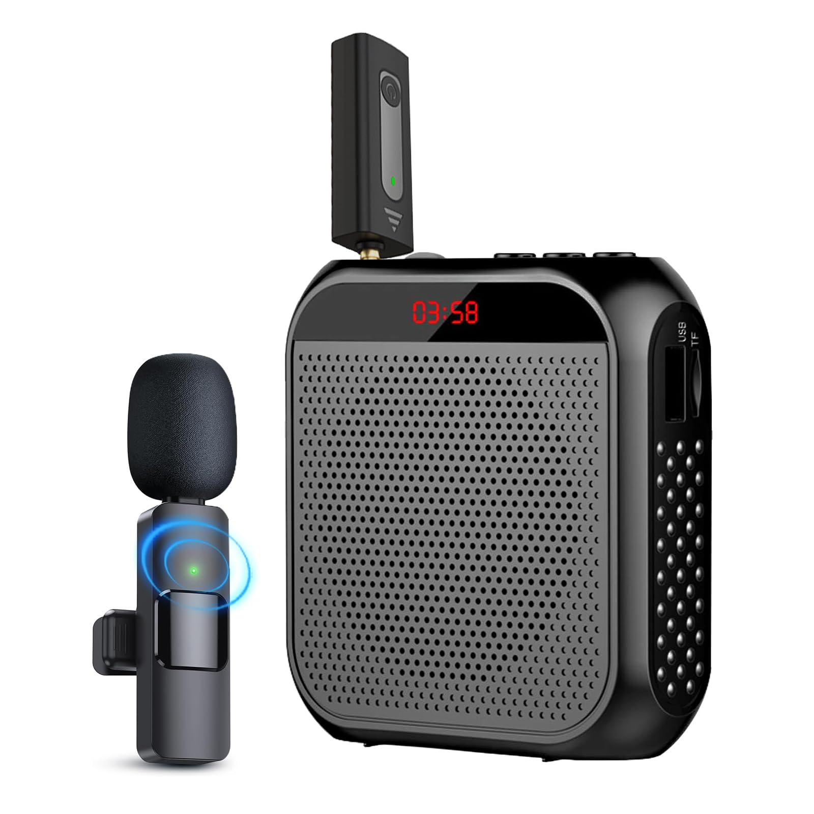 Jkoailiwi Voice Amplifier with Wireless Lapel Microphone, Personal Teachers Microphone for Classroom, Portable Megaphone PA Speaker Headset System, Wireless Voice Amplifier for Tour Guide/Yoga