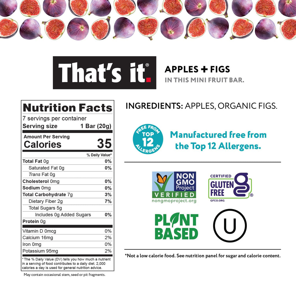 That's it. Mini Fruit Bars, No Sugar Added, Plant Based, Vegan, Gluten Free