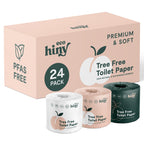 ecoHiny Premium & Soft Bamboo Toilet Paper | PFAS Free | 24 Mega Rolls, 3 ply & 350 Sheets | Non Toxic, FSC Certified, Septic Safe, BPA Free | Tree Free Toilet Tissue | Plastic Free Packaging