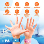 P6 Motion Sickness Bands for Adults, 2 Pack Pink, Grey