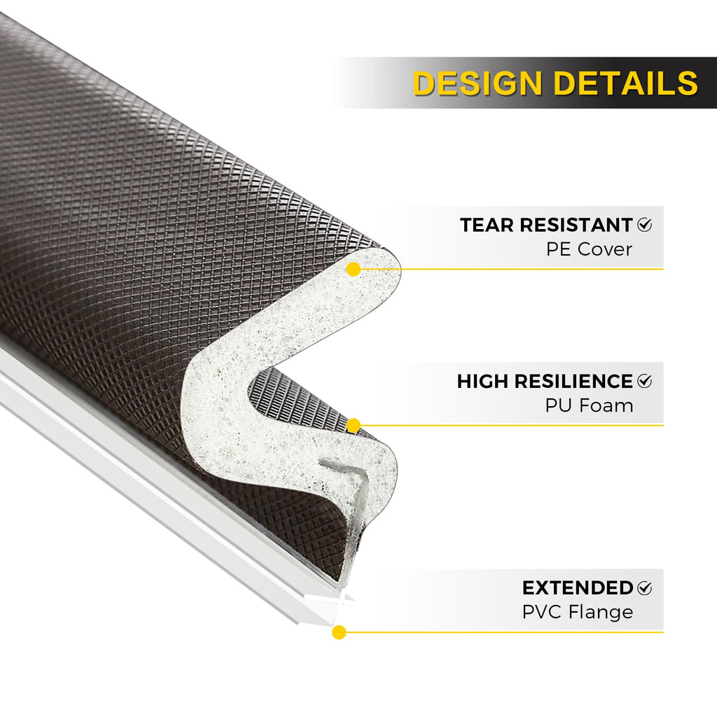 Weather Stripping Door Seal Strip - Soundproof Q-Shaped Foam for Exterior Door Frame, Large Gap Seal, Noise Cancelling, Easy to Install (Brown, 26FT)