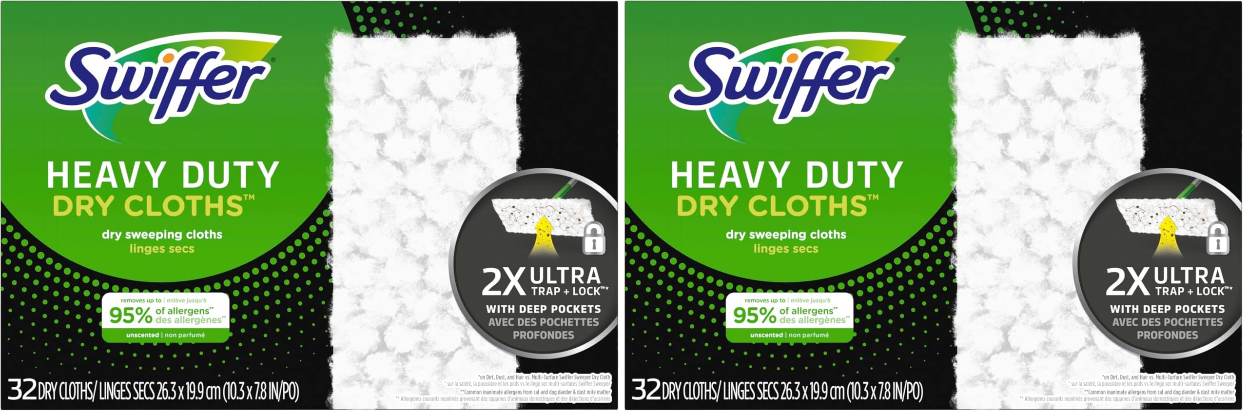Swiffer Sweeper Heavy Duty Dry Multi-Surface Cloth Refills for Floor Sweeping and Cleaning, Unscented, (Pack of 4)