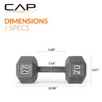 CAP Barbell Cast Iron HexDumbbell, Single, 20 lb