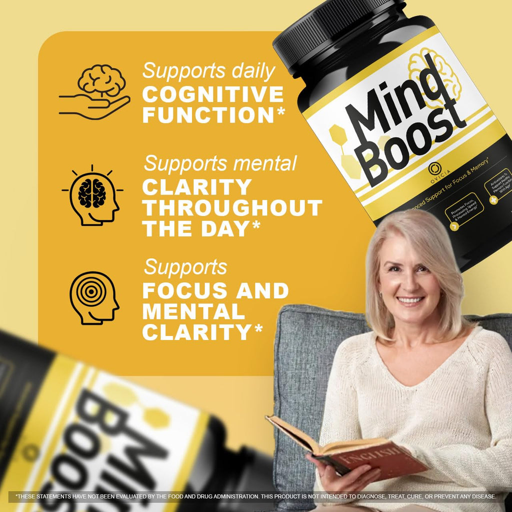 Mind Boost Capsules - MindBoost Advanced Formula Daily Support Focus & Memory, MindBoost Premium Pills All Natural Vitamins for Overall Health and Wellness Reviews, 60 Capsules for 1 Month